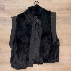 Women's Black Real Rabbit Fur Vest